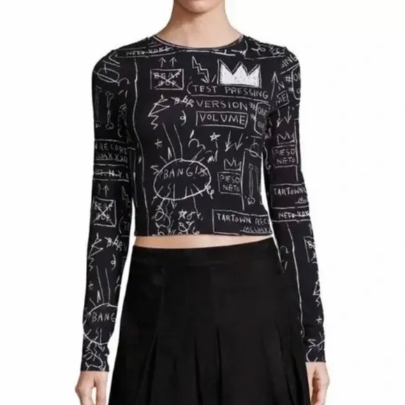 🎀SOLD🎀Alice + Olivia x Basquiat Graffiti Delaina Crop Top - Picture 5 of 9